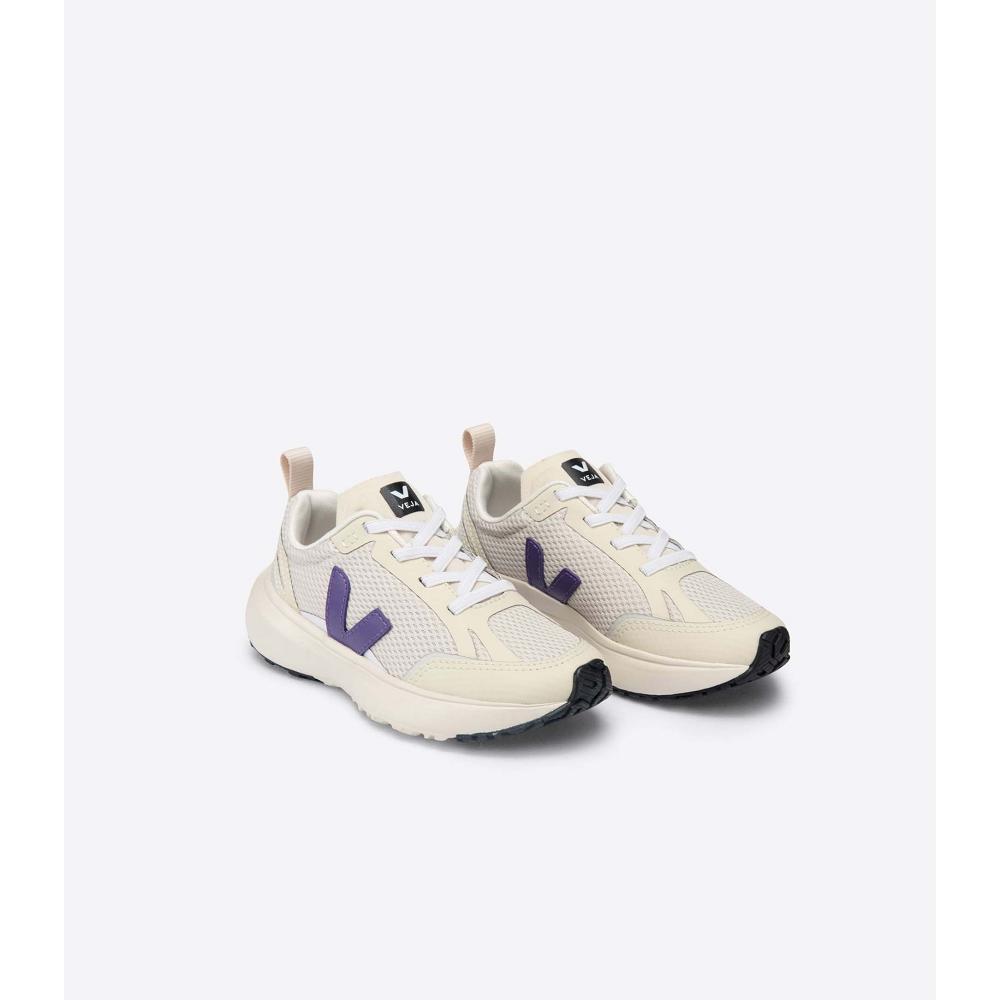 Kids' Veja CANARY ELASTIC LACE Running Shoes Beige/Purple | SG 709YXF